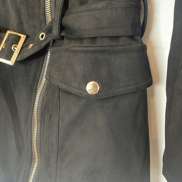 Free Generation Los Angeles Black Suede Jacket - Size M - Zipper & Gold Buttons - Picture 4 of 14